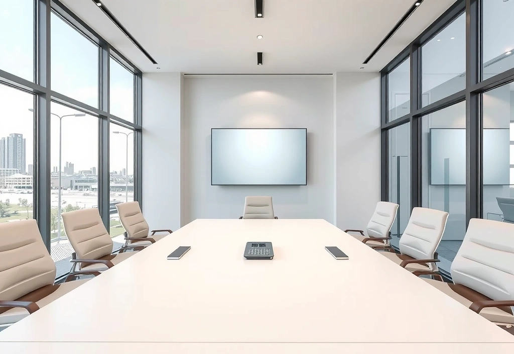 Modern office meeting room after professional cleaning